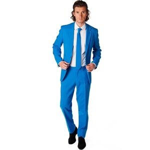 Opposuits Men's Slim Fit Solid Suit, Blue steel - Size 42